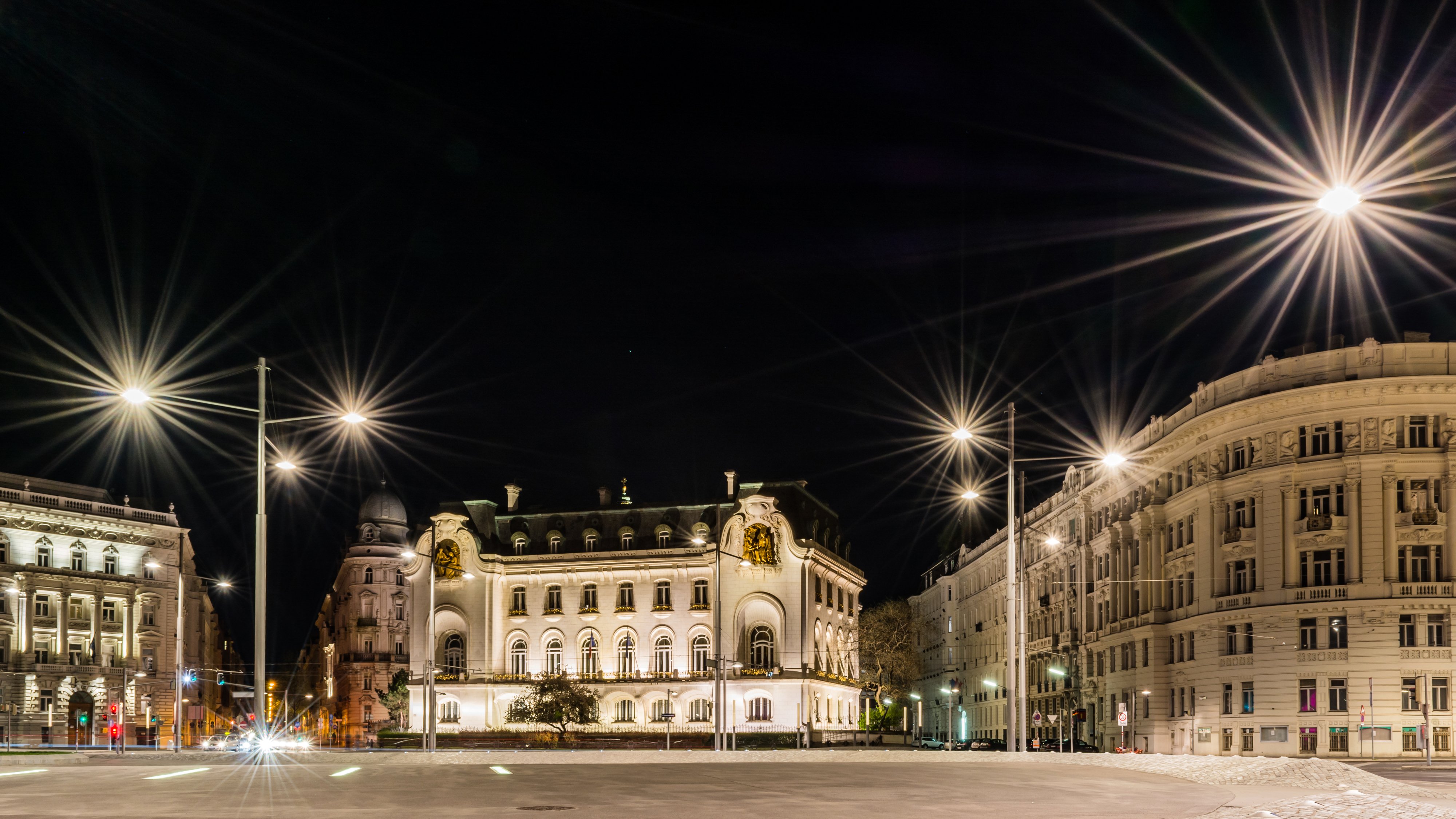 ustria, Houses, Street, Night, Street, Lights, Vienna, Cities Wallpaper