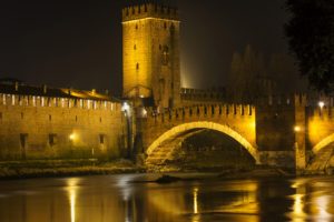 taly, Houses, Rivers, Night, Verona, Cities