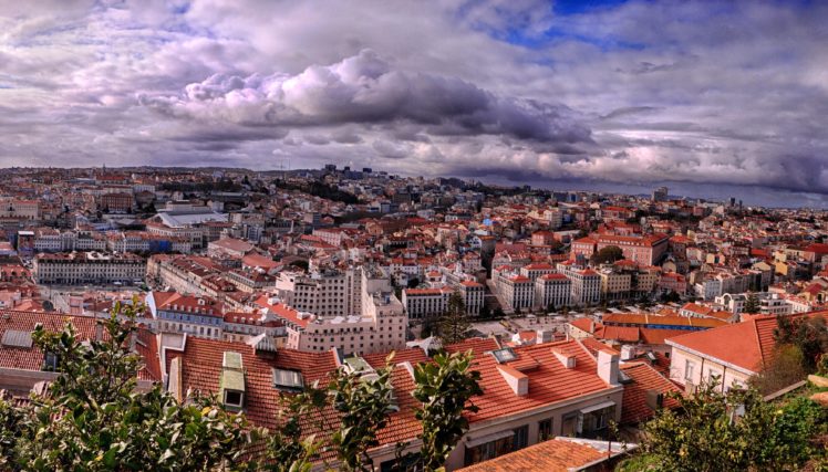 ortugal, Houses, Megapolis, Clouds, Lisbon, Cities HD Wallpaper Desktop Background