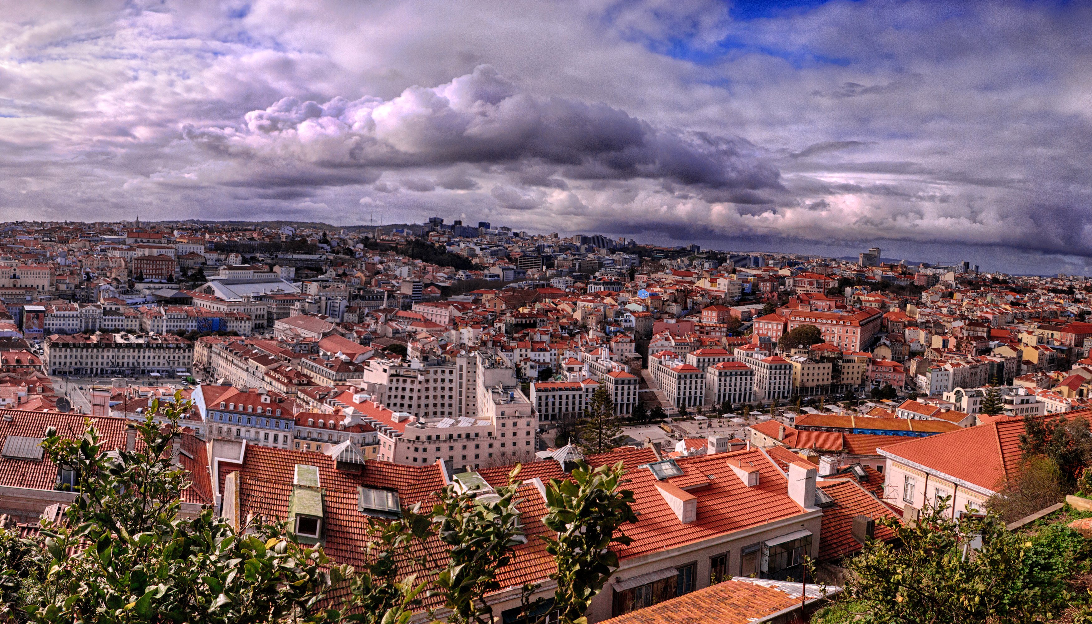 ortugal, Houses, Megapolis, Clouds, Lisbon, Cities Wallpaper