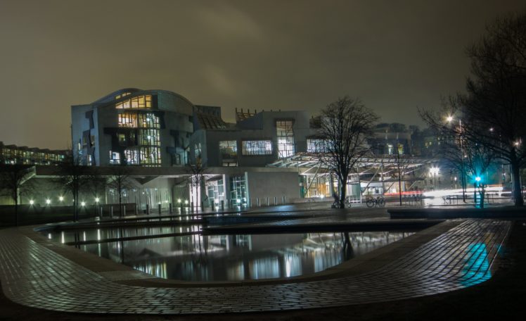 cotland, Houses, Pond, Night, Scottish, Parliament, Edinburgh, Cities HD Wallpaper Desktop Background