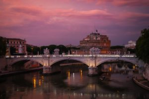 ome, Italy, Rivers, Bridges, Fortress, Night, Cities