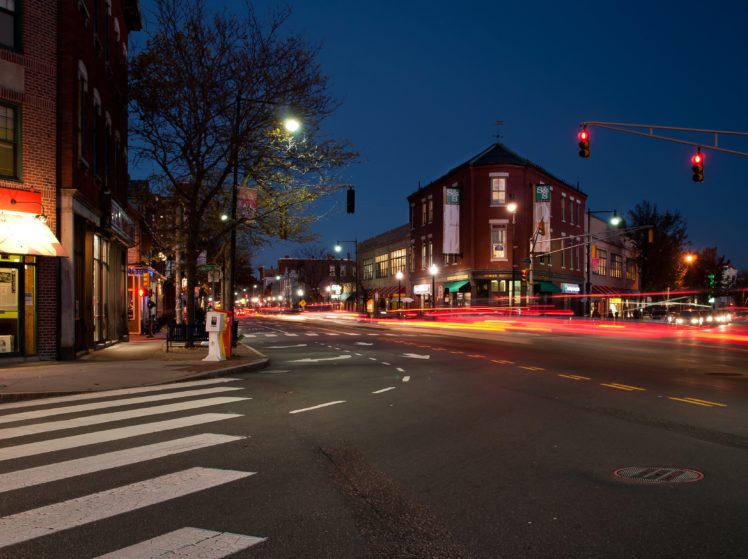 , Houses, Street, Night, Cambridge, Massachusetts, Cities HD Wallpaper Desktop Background