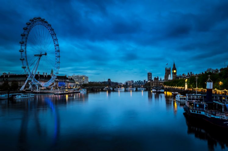 nited, Kingdom, Rivers, Houses, Marinas, Motorboat, London, Ferris, Wheel, Night, Westminster, Cities HD Wallpaper Desktop Background