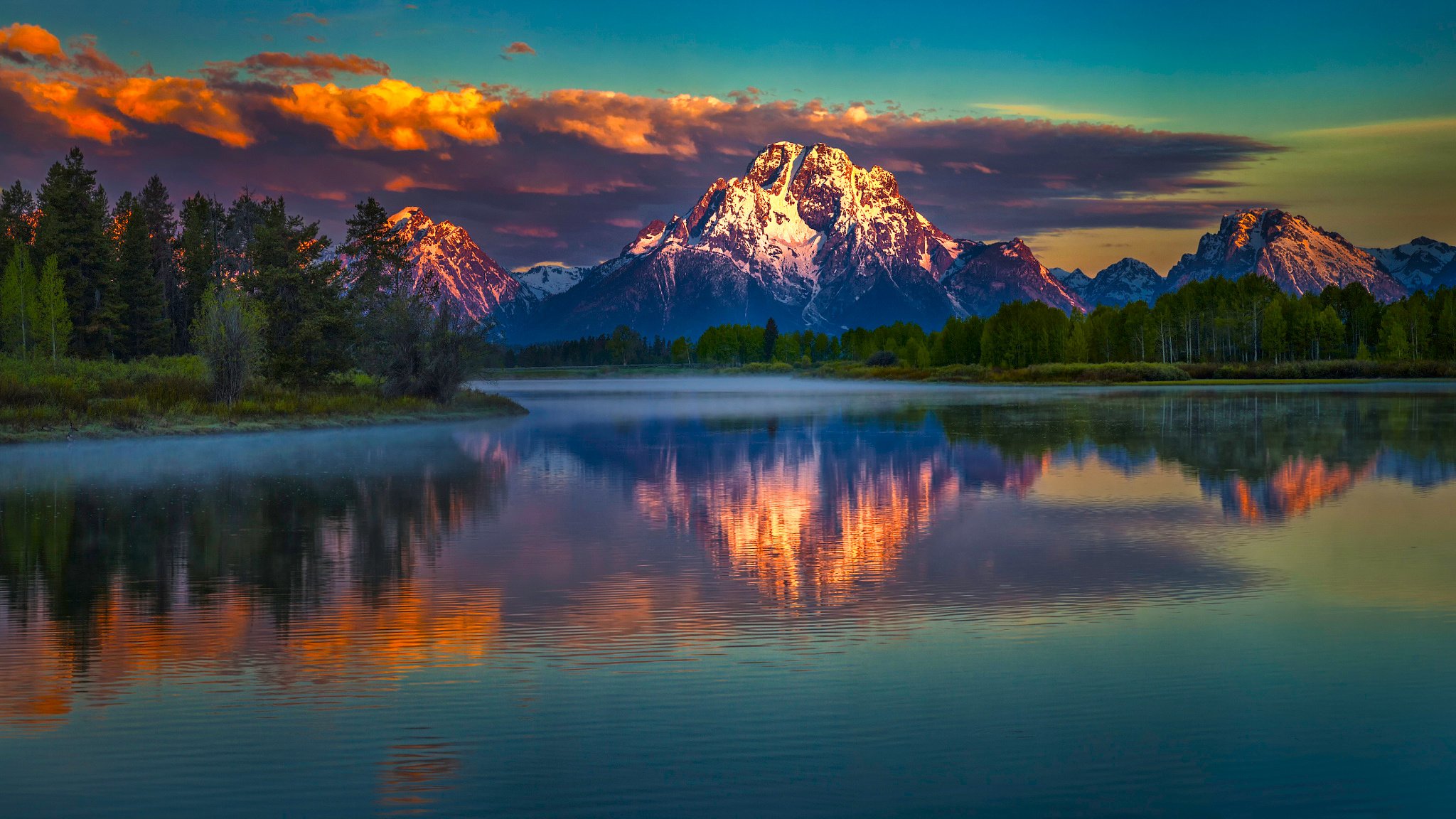 water, Mountains Wallpaper