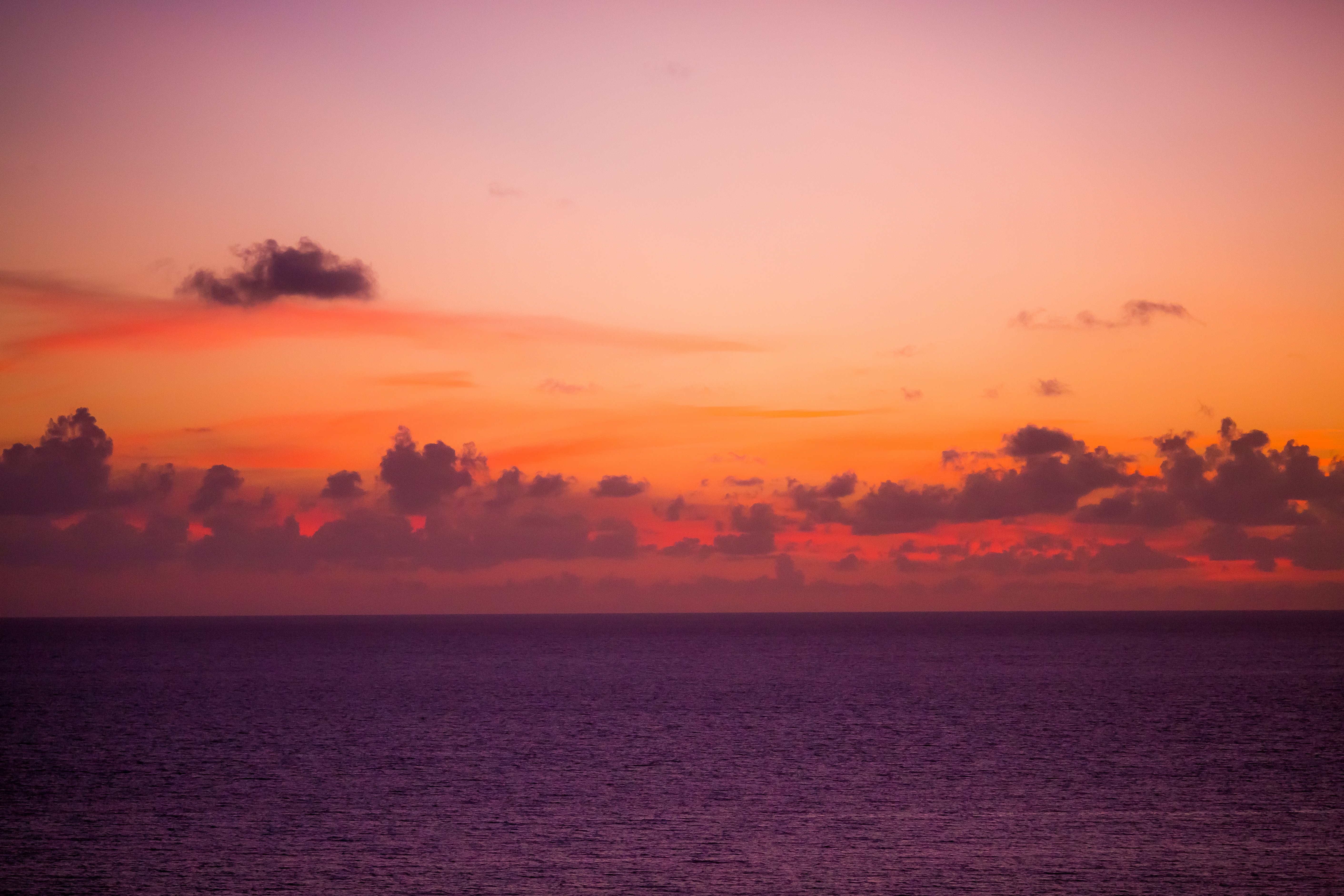 sunset, Sea, Horizon, Clouds, Orange, Sky Wallpaper