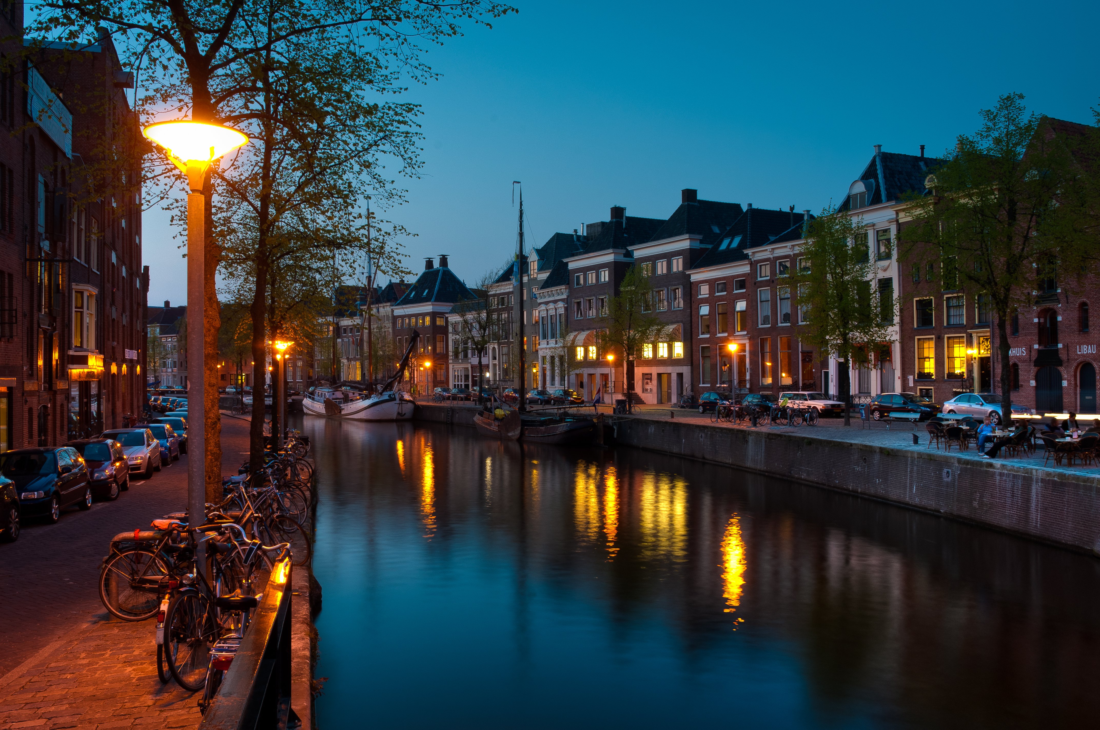 etherlands, Groningen, Houses, Night, Canal Wallpaper