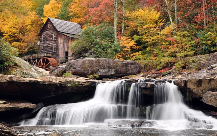 nature, Forest, House, Autumn, Amazing, Beauty, Waterfall, Landscape HD Wallpaper Desktop Background
