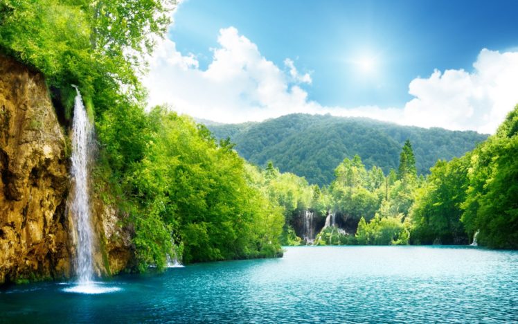 nature, Forest, Sky, Amazing, Beauty, Waterfall, Landscape HD Wallpaper Desktop Background