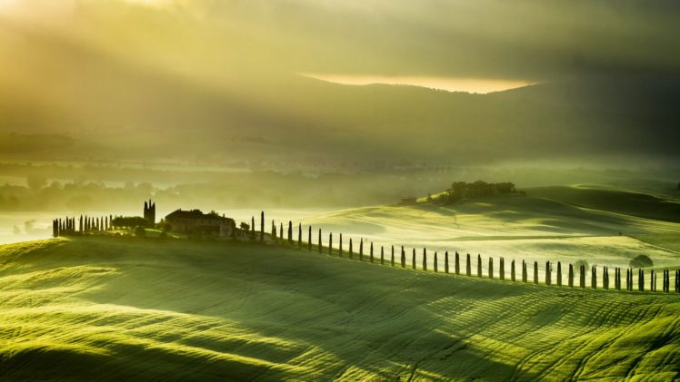 farm, Green, Hd, Hills, Landscape, Tuscany, Italy HD Wallpaper Desktop Background