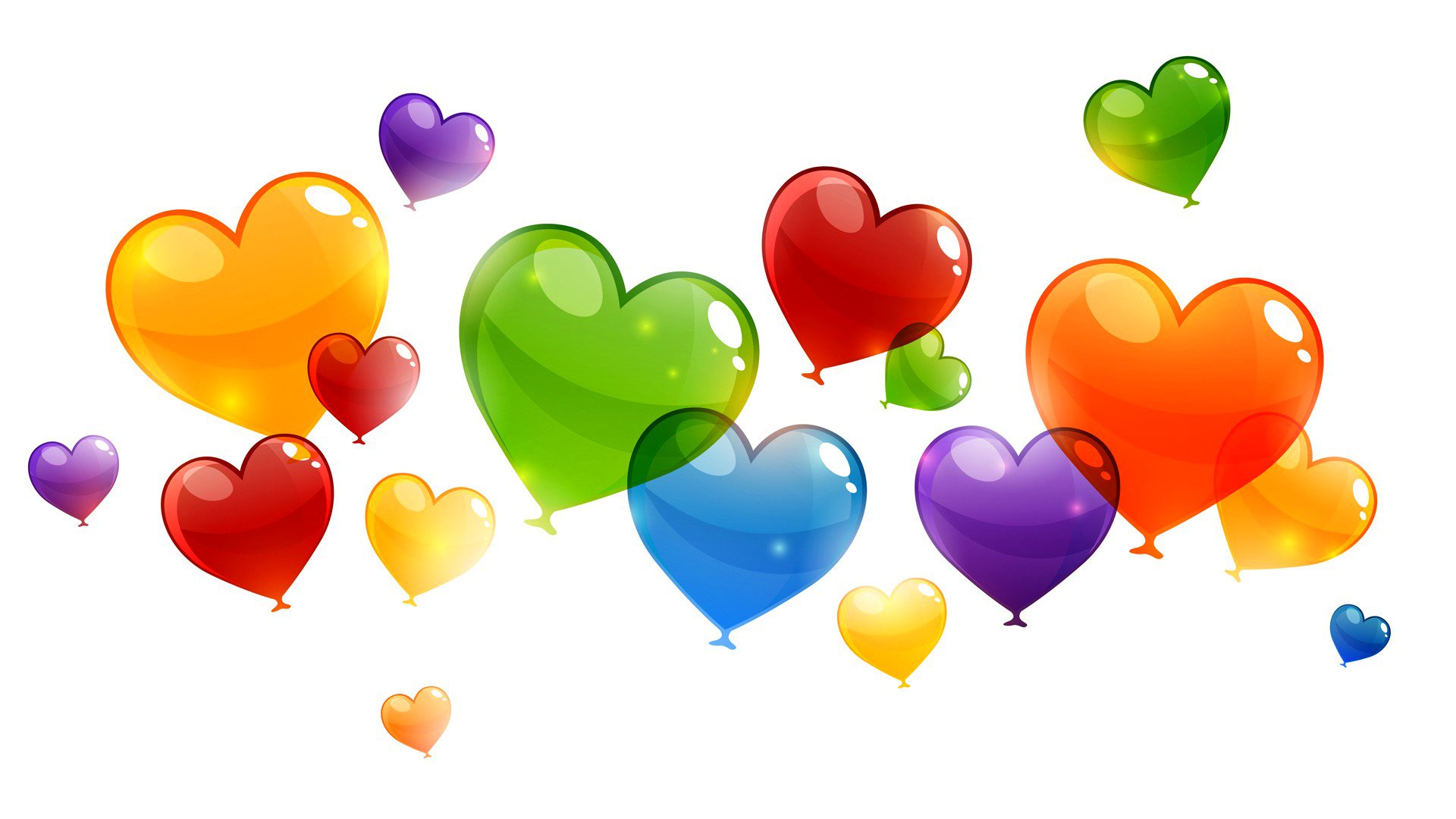 art, Balloons, Birthday, Blue, Colored, Colorful, Green, Hearts, Orange, Purple, Red, Texture, Vector Wallpaper