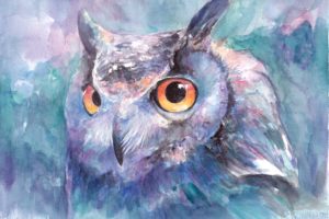 birds, Owl, Painting, Art, Animals
