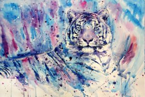 big, Cats, Tiger, Painting, Art, Animals