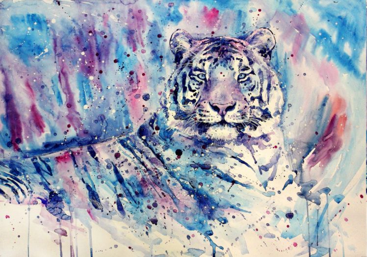 big, Cats, Tiger, Painting, Art, Animals HD Wallpaper Desktop Background