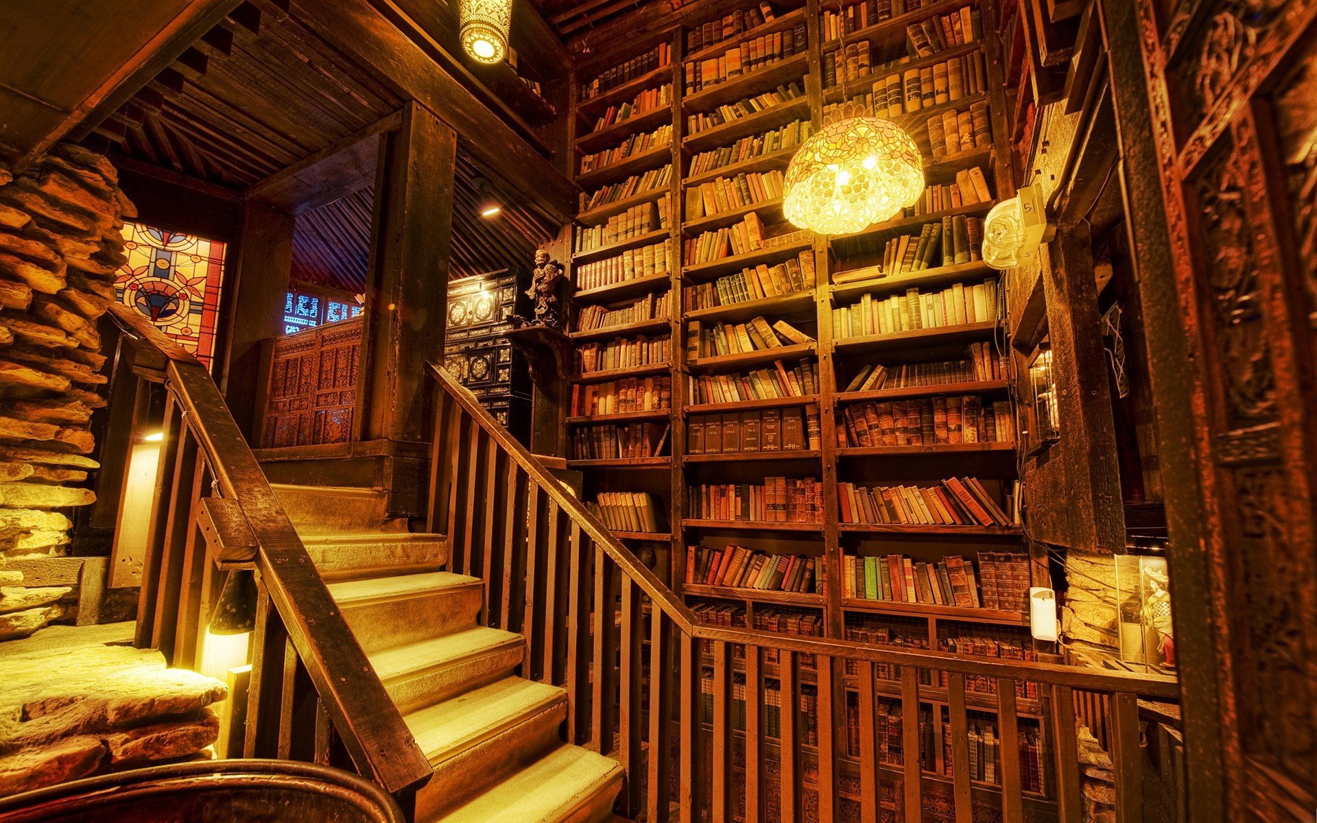 interiot, Biblioteca, Libros, Estanterias Wallpaper