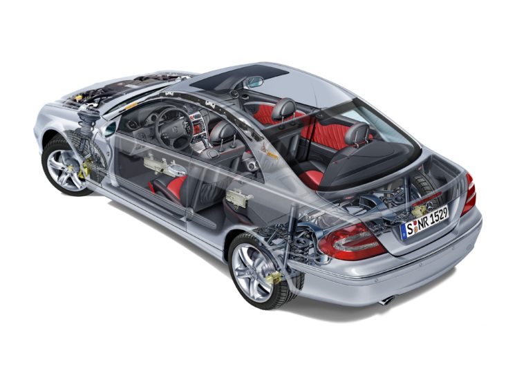 mercedes, Benz, Clk, 500,  c209 , Cars, Cutaway, 2002 HD Wallpaper Desktop Background