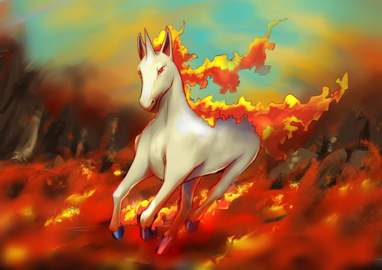pokemon, Rapidash, Fire, Horse, Running HD Wallpaper Desktop Background
