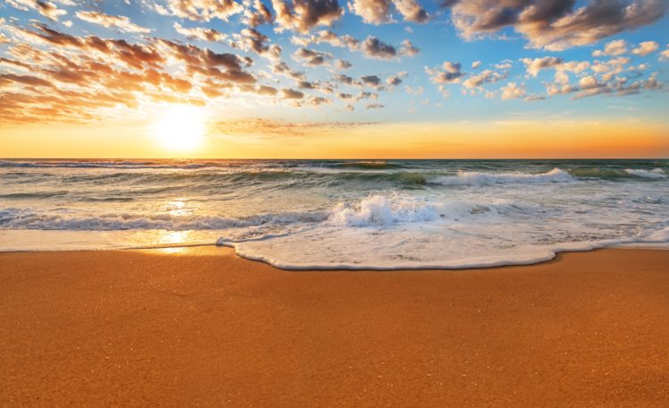 sky, Sunrises, And, Sunsets, Sea, Ocean, Sun, Beach, Clouds, Nature, Wallpapers HD Wallpaper Desktop Background