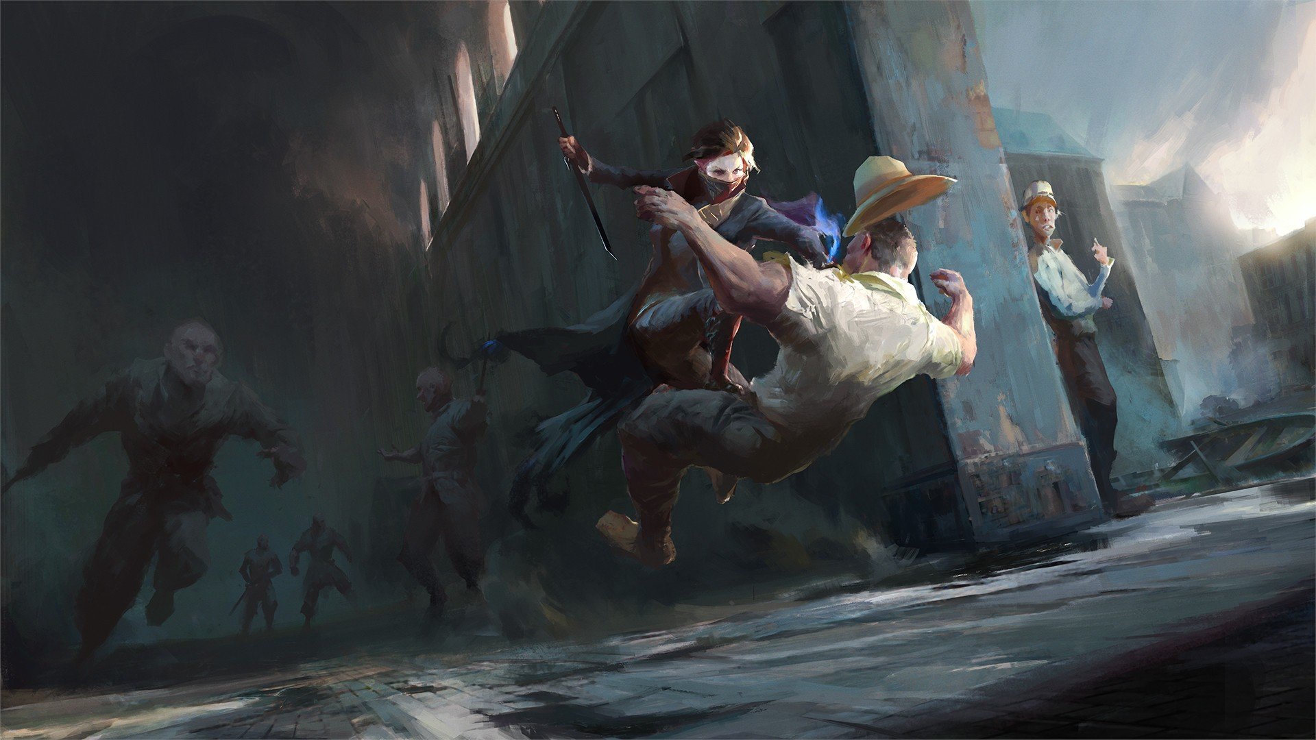 fight, Person, Drawing, Dishonored, Video, Games Wallpaper