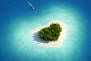 aerial, View, Of, Heart, Shaped, Tropical, Island