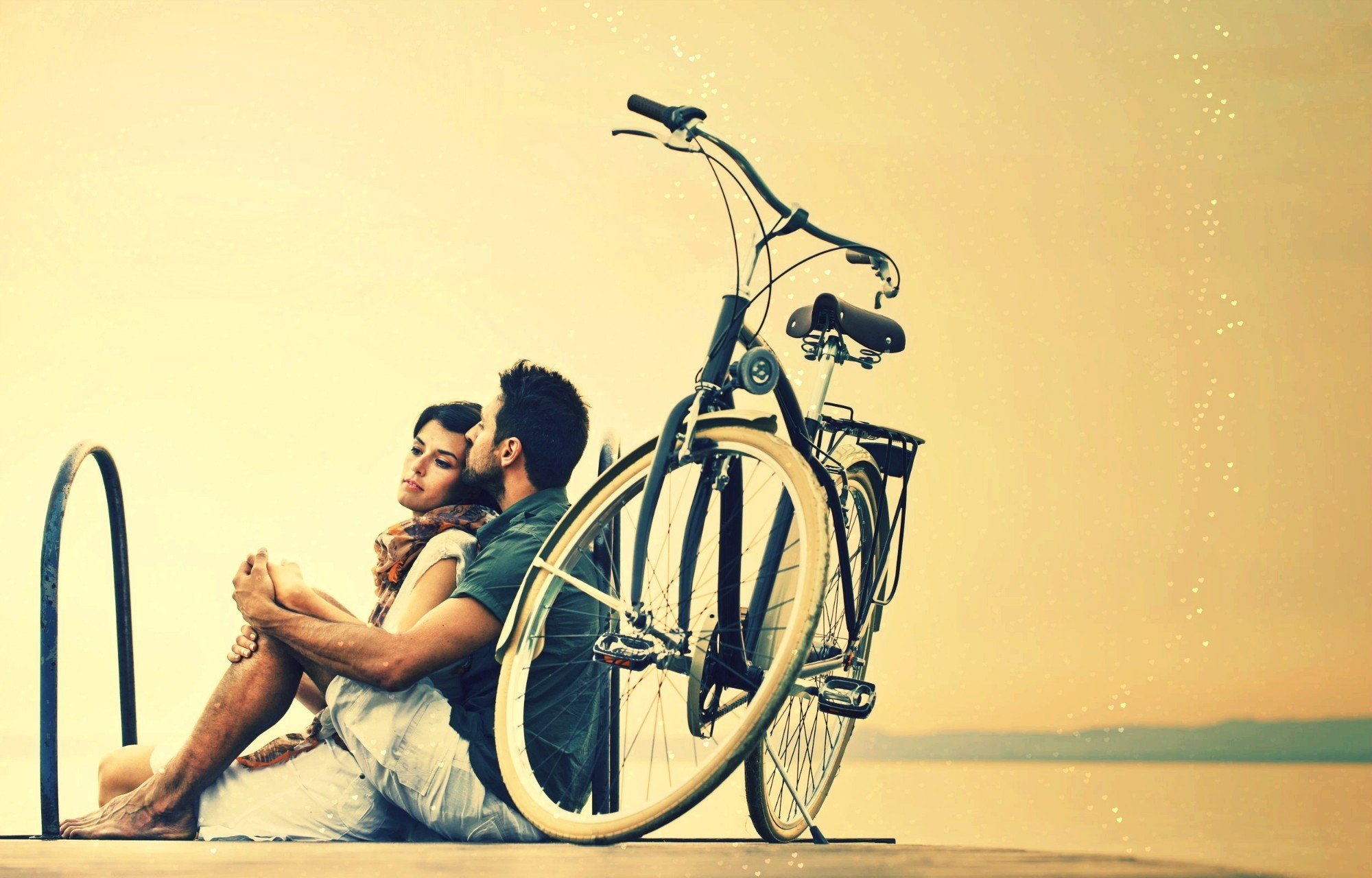 pareja, Novios, Amor, Bicicleta Wallpaper
