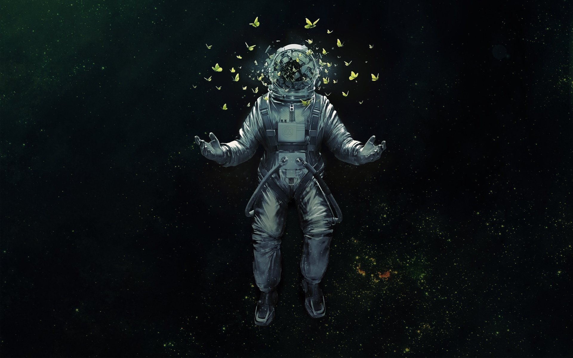 spacesuit, Astronaut, Space, Cosmos, Butterfly, Art Wallpaper