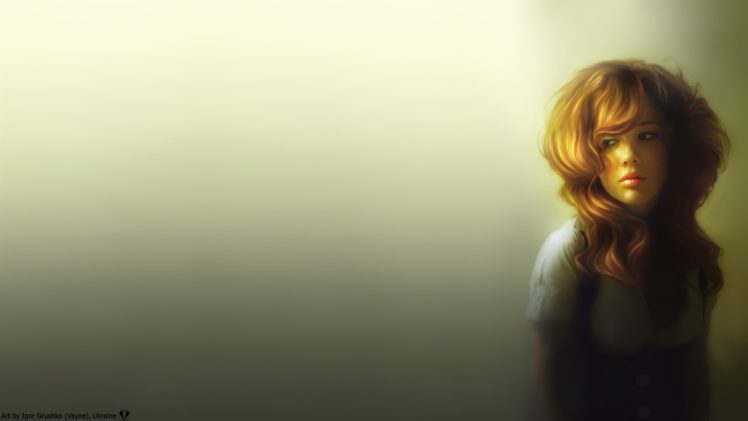 drawing, Redhead, Face, Mood, Bokeh HD Wallpaper Desktop Background