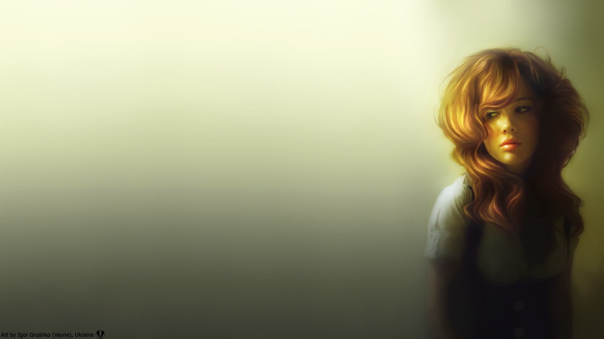 drawing, Redhead, Face, Mood, Bokeh Wallpaper
