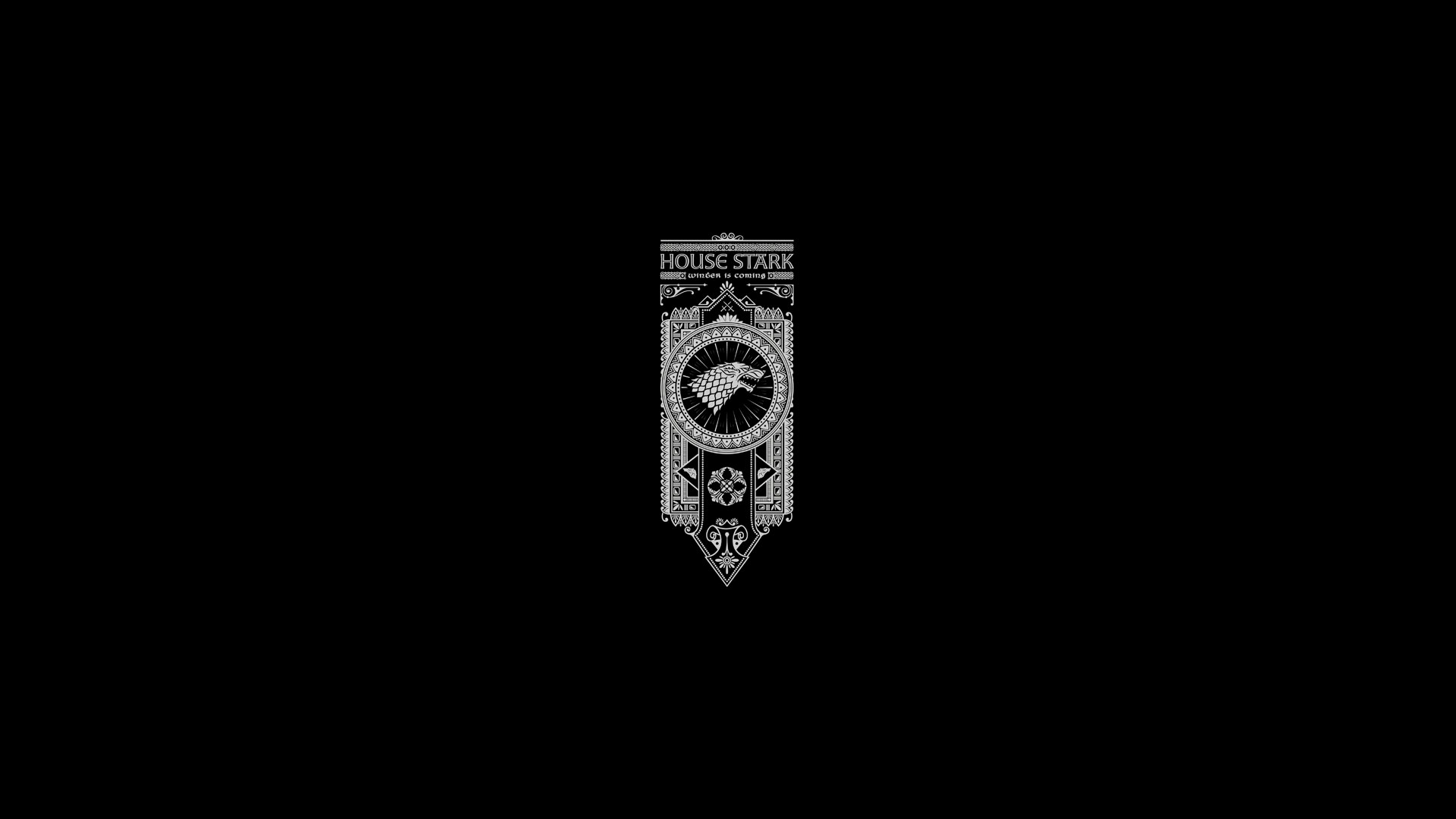 game, Of, Thrones, Song, Of, Ice, And, Fire, Stark, Minimal, Black Wallpaper