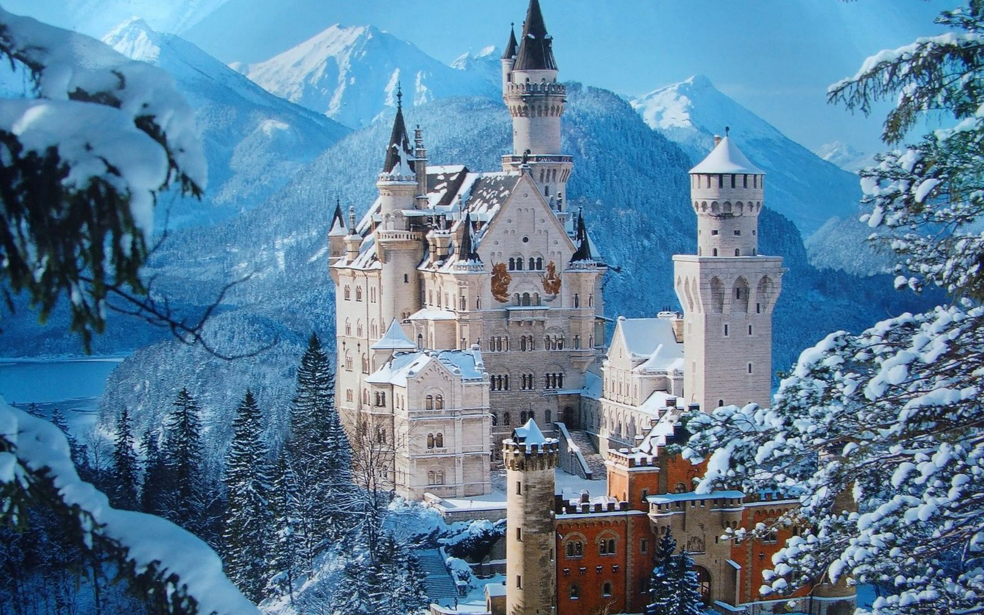 germany, Castle, Raynshvanshtayn, Winter Wallpaper