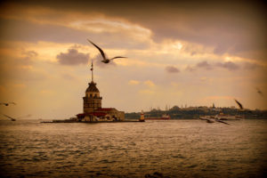 istanbul, Sea, Seagulls, Sunset, Landscape
