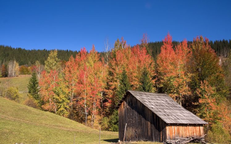 fall, Hills, House, Landscape, Autumn HD Wallpaper Desktop Background