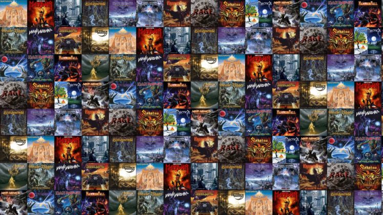 amon, Amarth, Blind, Guardian, Falconer, Grave, Digger, Hammerfall, Iced, Earth, Iron, Maiden, Iron, Savior, Manowar, Rage, Sabaton, Sonata, Arctica, Steelwing, Stratovarius, Tarot, White, Wizzard, Collage, Tile HD Wallpaper Desktop Background