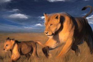 animals, Lions, Of, Painterand039s, Drawing, Painting, Art, Paint, Nature