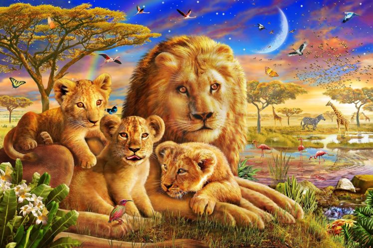 lion, Family HD Wallpaper Desktop Background