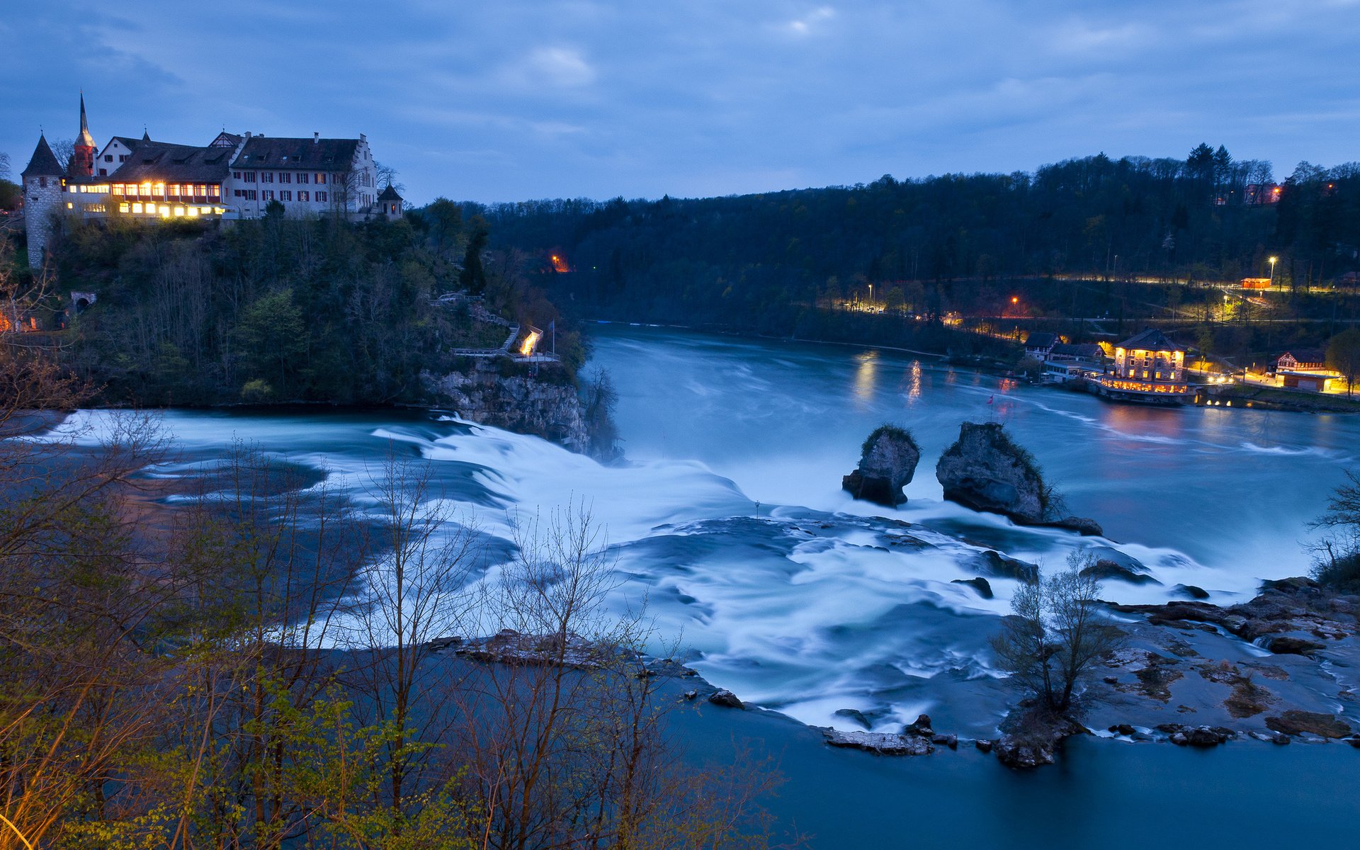 rhine, Falls, Nature, City, Switzerlan Wallpaper