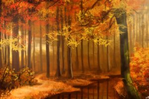 art, Autumn, Forest, Autumn, Forest, Nature, Art, Sunimo, Drawing