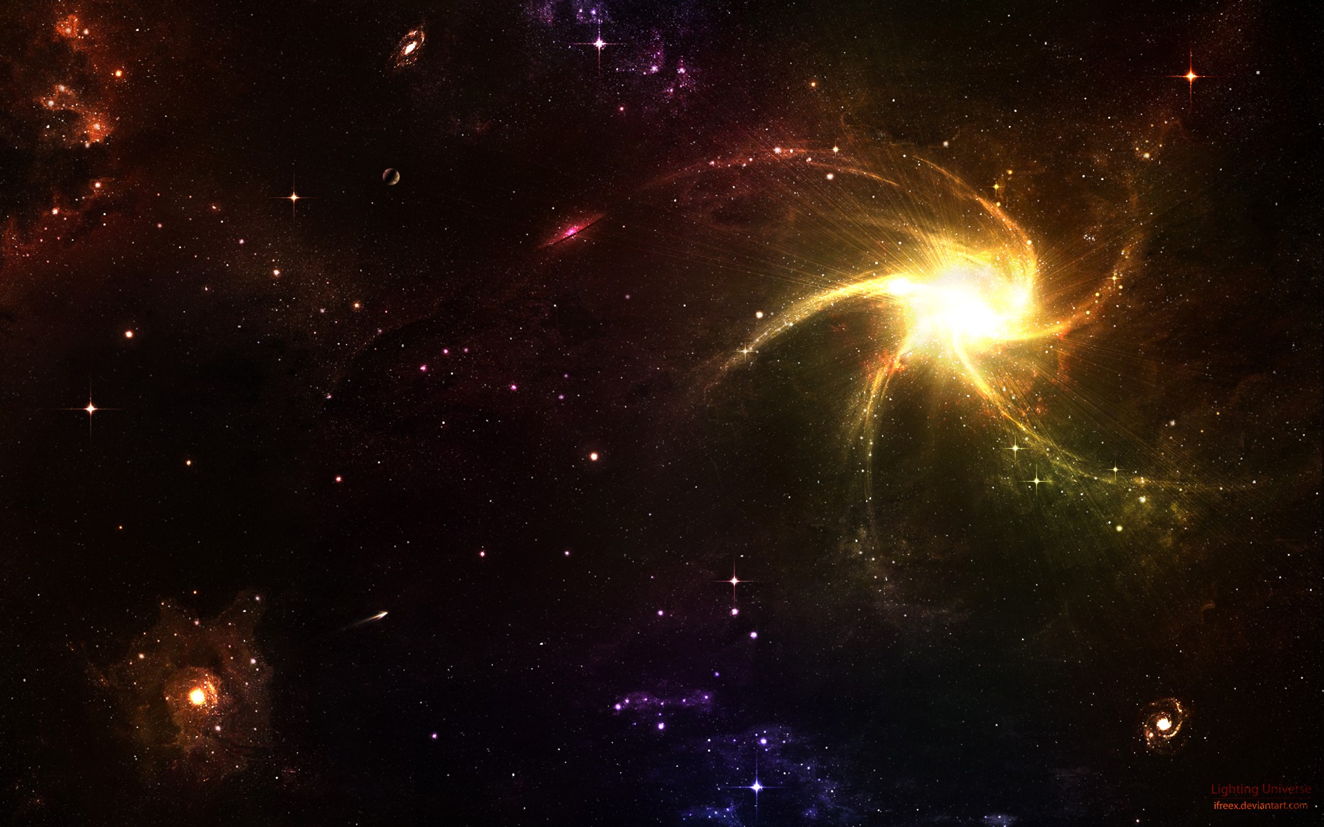 outer, Space, Multicolor, Stars, Galaxies, Planets Wallpaper