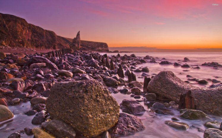 beaches, Sky, Sunset, England, Sea HD Wallpaper Desktop Background