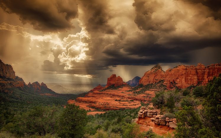 desert, Usa, Arizona, Light, Storm, Sedona, Summer, Rocks HD Wallpaper Desktop Background