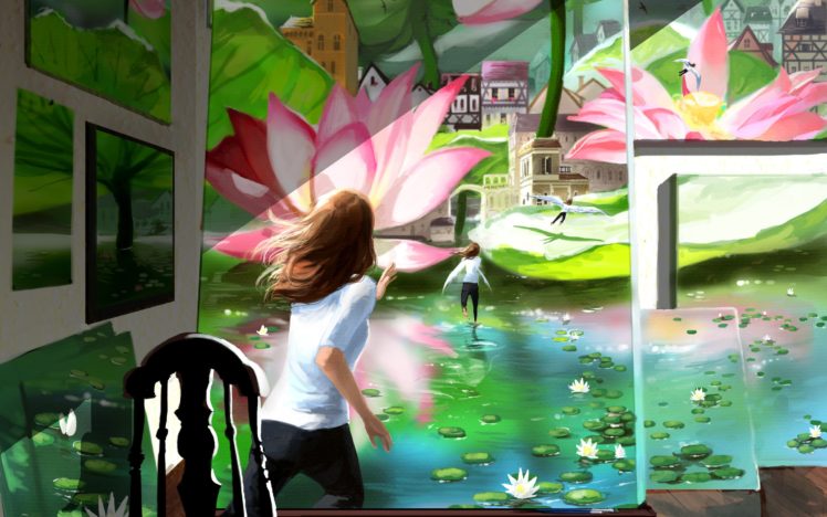 drawing, Girl, Painting, Art, Chair HD Wallpaper Desktop Background