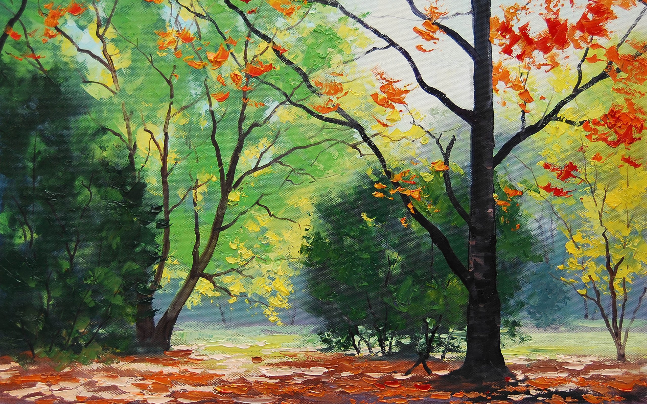 drawing, Trees, Autumn, Art, Painting, Artsaus Wallpaper