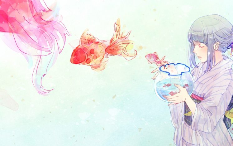 girl, Anime, Aquarium, Drawing, Art HD Wallpaper Desktop Background