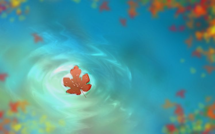 leaf, Art, Drops, Drawing, Water, Autumn HD Wallpaper Desktop Background