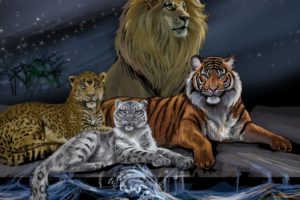 predators, Mane, Eyes, Painting, Art, Lion, Animals