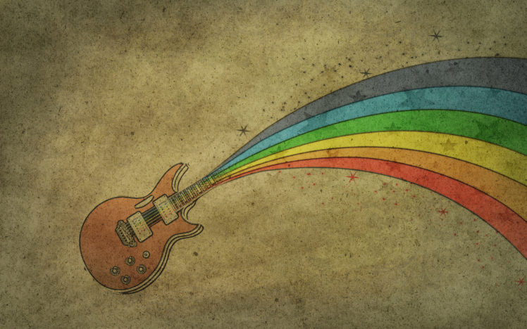 rainbows, Guitars, Drawings HD Wallpaper Desktop Background
