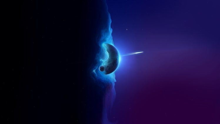 artwork, Space, Art, Nebula, Planet, Stars, Blue, Background HD Wallpaper Desktop Background