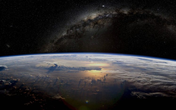 space, Earth, Planet, Stars, Galaxy, Milky, Way, Atmosphere HD Wallpaper Desktop Background
