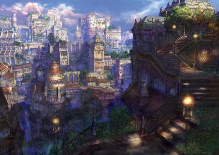anime, Nature, Architecture, Fantasy, Art, Artwork, City, Scape HD Wallpaper Desktop Background