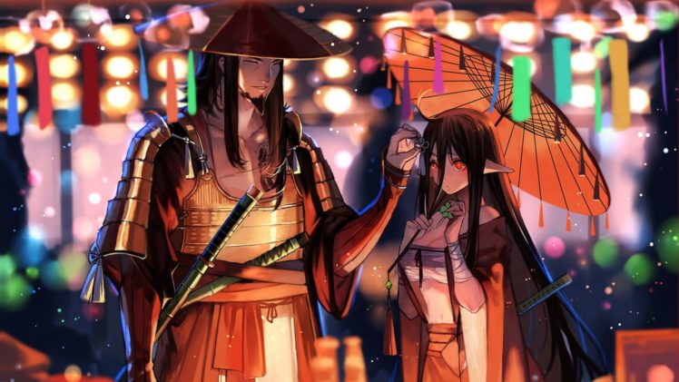 anime, Girls, Samurai, Pixiv, Fantasia HD Wallpaper Desktop Background